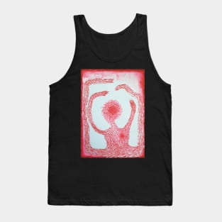 anxiety and fear red watercolor drawing Tank Top